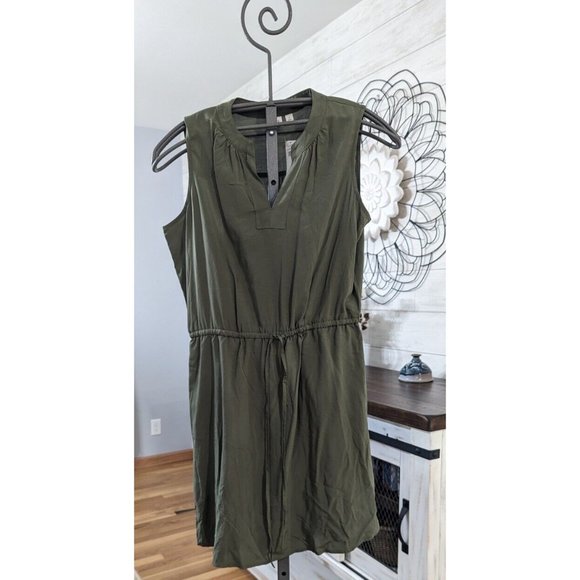 Gap Sleeveless Shirt Dress Tie At Waist Dress Army Green NWOT Size Med - Picture 2 of 4